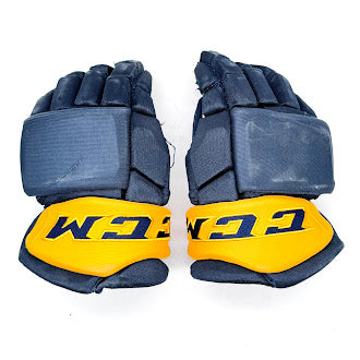 CCM HGJSCHLPP - Gants Pro Stock d'occasion (bleu marine/jaune)